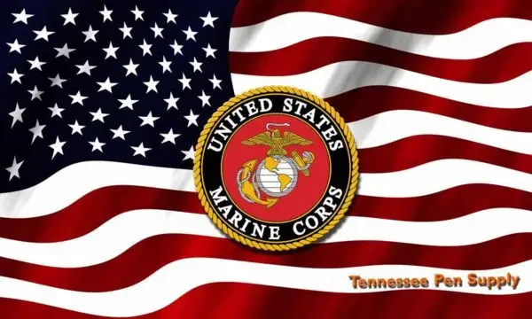 USMC over Waving American Flag